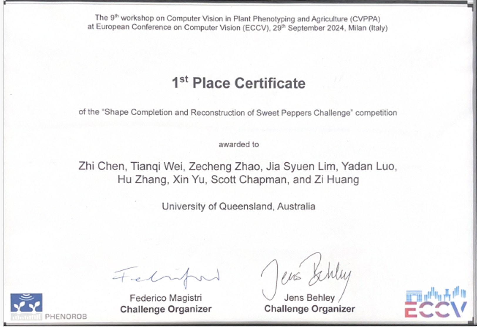 1st Place — Shape Completion & Reconstruction of Sweet Peppers
