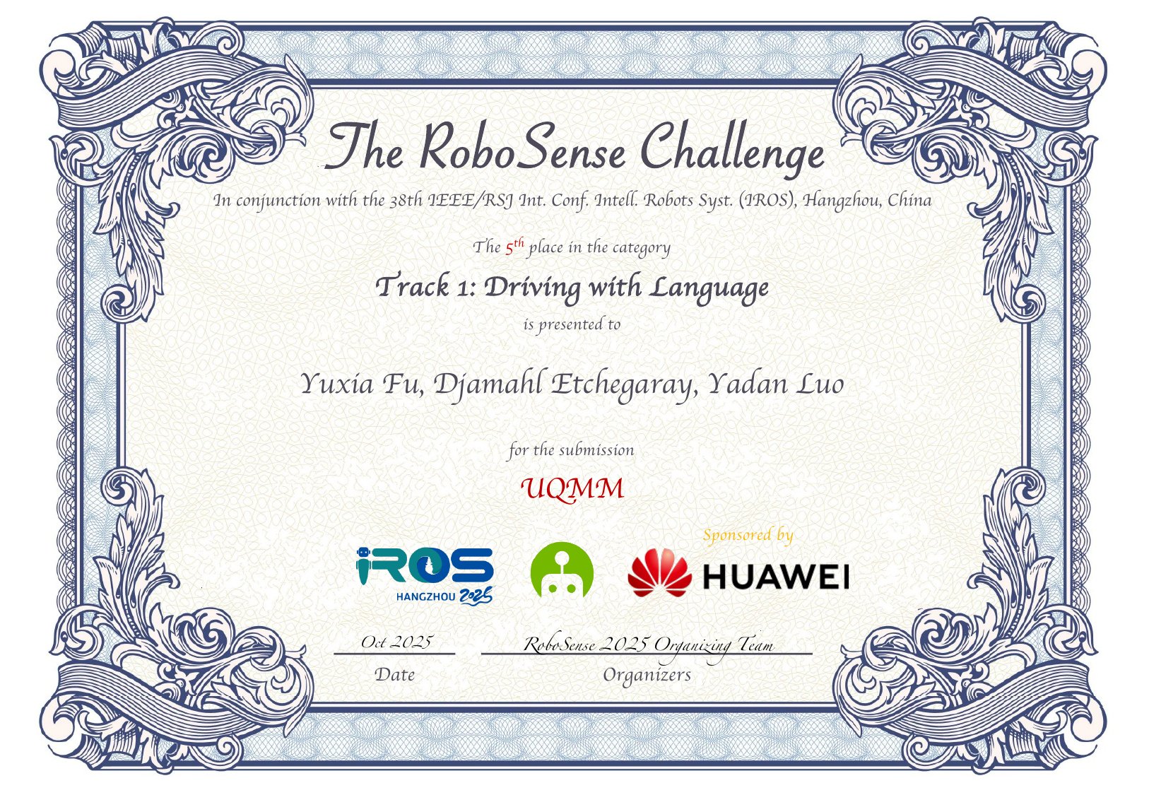 5th Place — Driving with Language (UQMM)